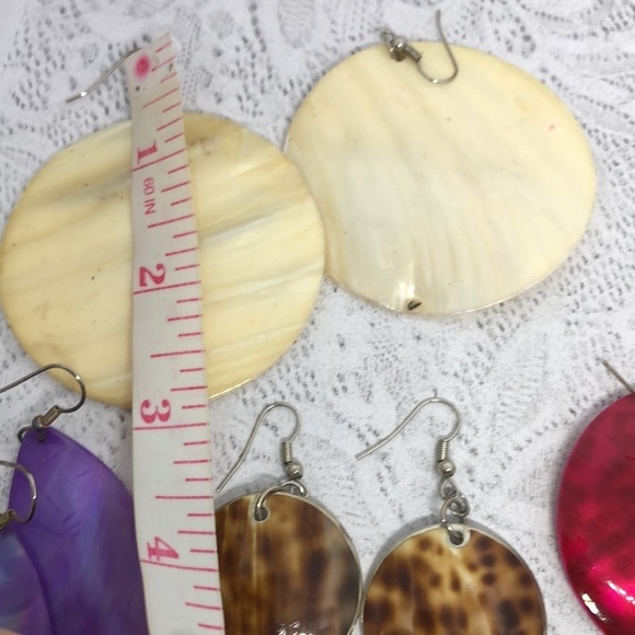 BUNDLE lot 7 shell earrings boho beach costal summer fun statement dangle drop. - Picture 9 of 11